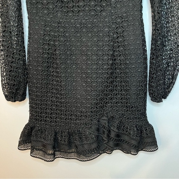 Bardot X Revolve Savannah Long Sleeve Carbon Black Lace Mini Dress Size Small - Picture 5 of 16